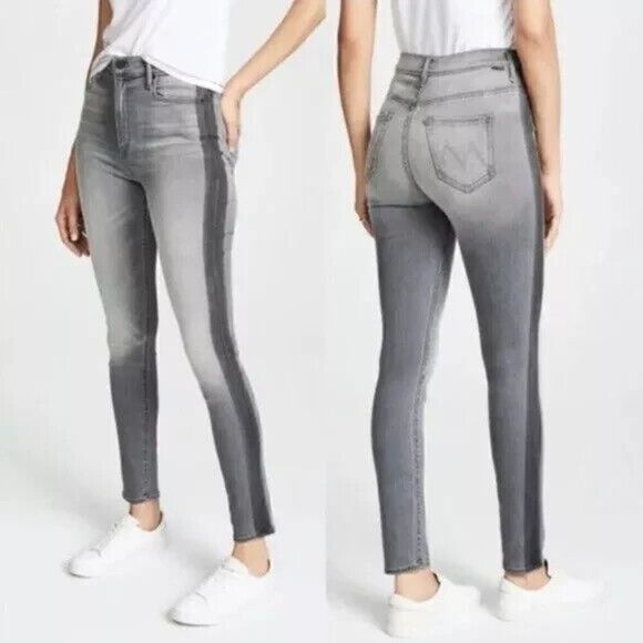 Mother Denim The Swooner High-Rise Side-Stripe Jeans in Supermoon Stripe size 29 - Picture 1 of 15